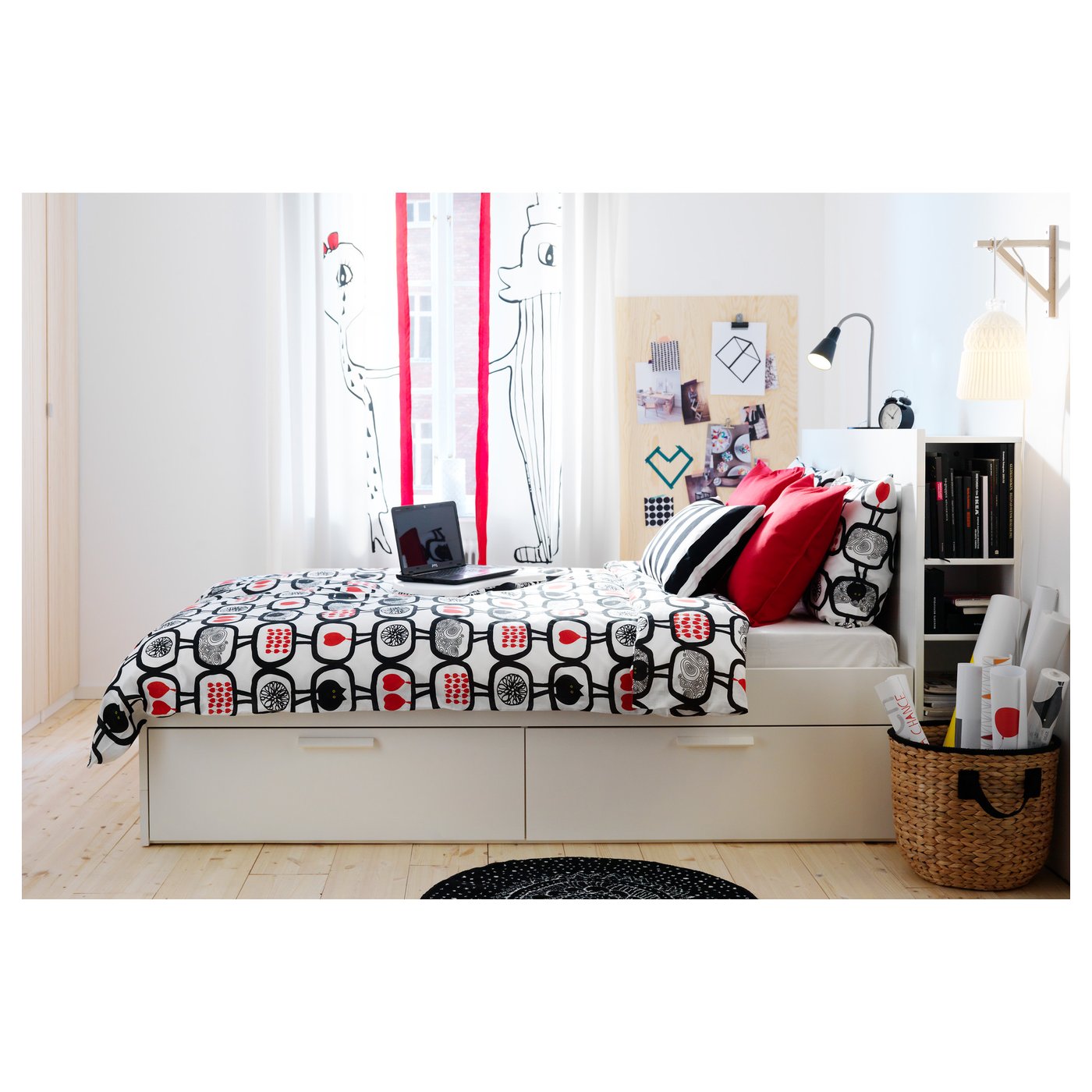 Tête De Lit IKEA BRIMNES Avec Rangement – Blanc – 146x28x111 Cm – Neuve