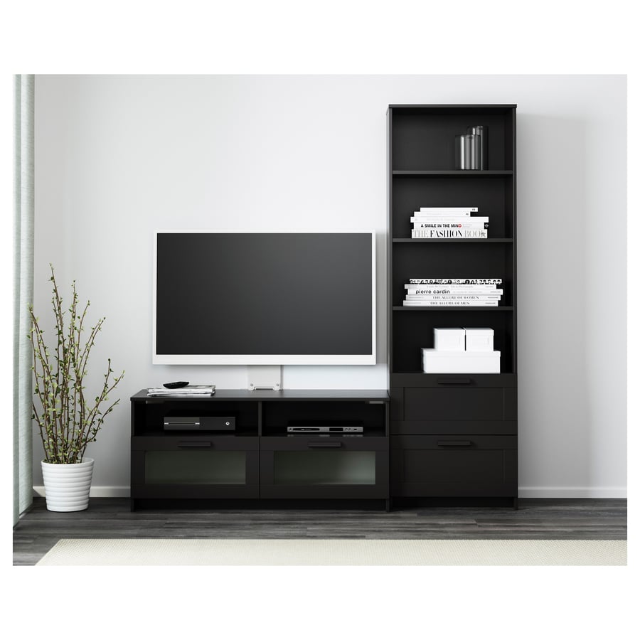 Meuble TV 150 cm – Design noir et bois, rangement polyvalent avec
