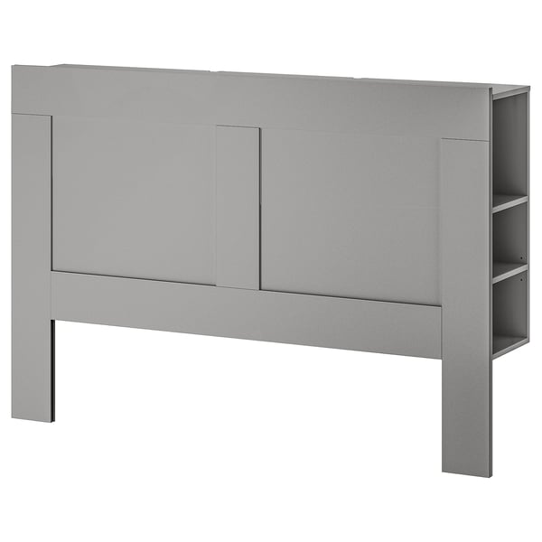 Tête de lit BRIMNES en gris avec rangement, élégante et moderne.
