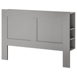Tête de lit BRIMNES en gris avec rangement, élégante et moderne.