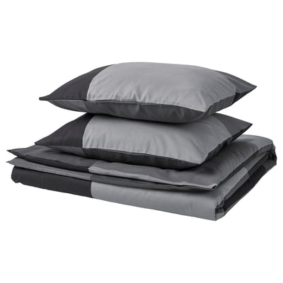 BRUNKRISSLA Housse de couette et 2 taies, noir, 240x220/50x60 cm