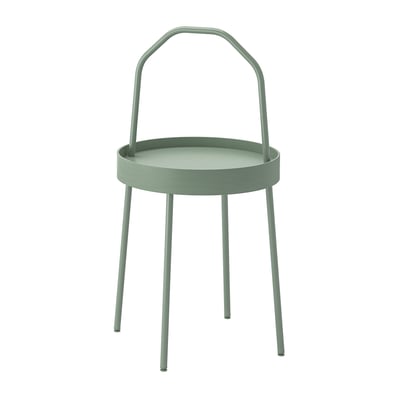 BURVIK Table d'appoint, gris-vert clair, 38 cm