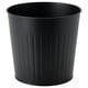 Jardinière cylindrique en métal noir, design nervuré, acier galvanisé avec revêtement en poudre.