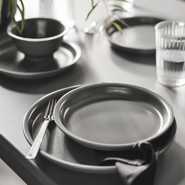 DAGGASTER Petite assiette, à pois/gris, 20 cm