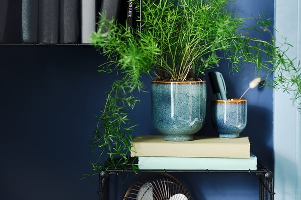 DRÖMSK Cache-pot, intérieur/extérieur bleu foncé, 9 cm