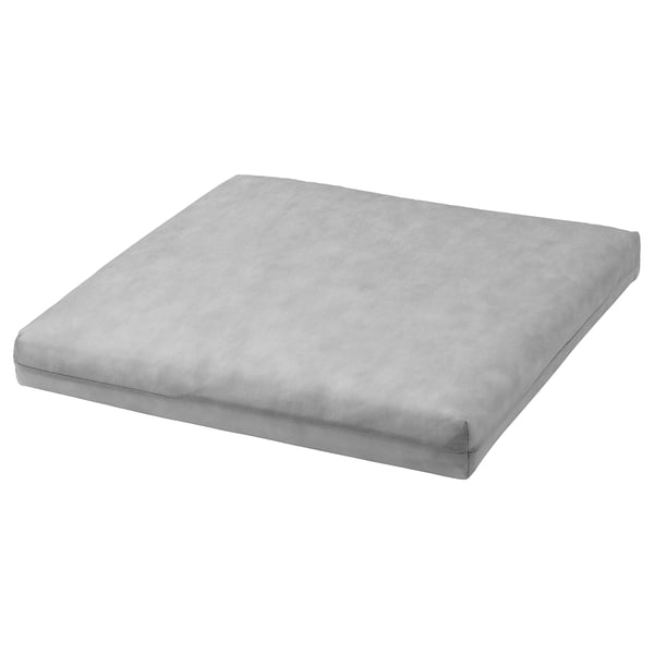 Coussin DUVHOLMEN, gris clair, carré, rembourrage en polyester doux.