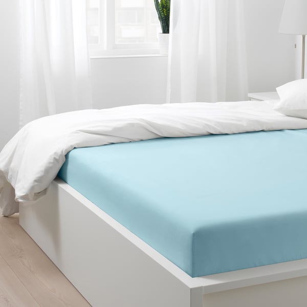 DVALA drap housse bleu clair 152 pouce carré 200 cm 160 cm