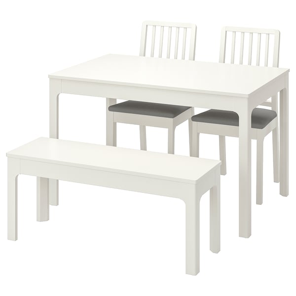 Ensemble de salle à manger EKEDALEN blanc, comprend une table, 2 bancs et 2 chaises.