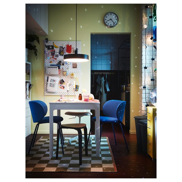 EKEDALEN / KRYLBO Table et 2 chaises, blanc/Tonerud bleu, 80/120 cm