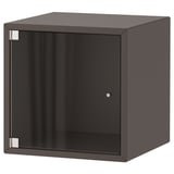Rangement cube EKET gris foncé avec porte vitrée.