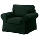 Option : Fauteuil EKTORP vert, design arrondi, coussins confortables, revêtement amovible.