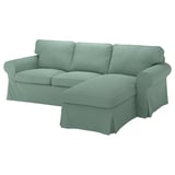 Canapé EKTORP vert en forme de L, housse confortable et amovible.