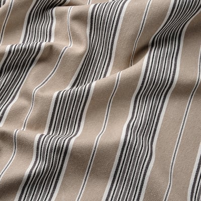 Tissu rayé en gros plan, doux au toucher, toucher coton naturel, lavable en machine.