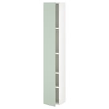 Armoire haute blanche avec porte gris-vert pâle, quatre étagères - moderne, mince, murale.