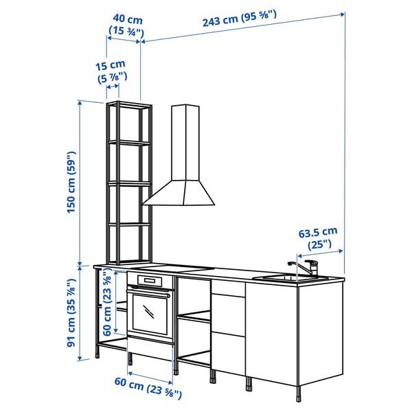 Illustration avec les mesures du produit : ENHET.