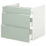 Armoire de cuisine ENHET avec tiroirs vert clair et trois tiroirs.