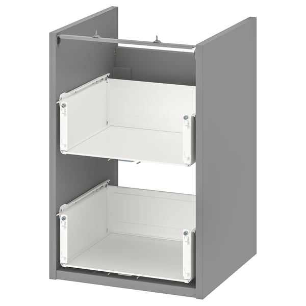 Meuble de salle de bain gris ENHET avec 2 tiroirs, design moderne.