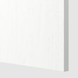 Gros plan d’une surface d’armoire lisse et blanche avec une texture de grain subtile.