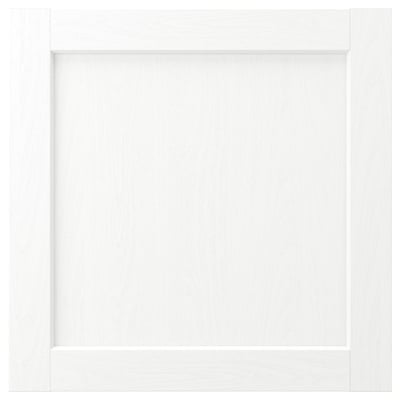 Porte d’armoire blanche ENKÖPING avec texture grain de bois, forme carrée.