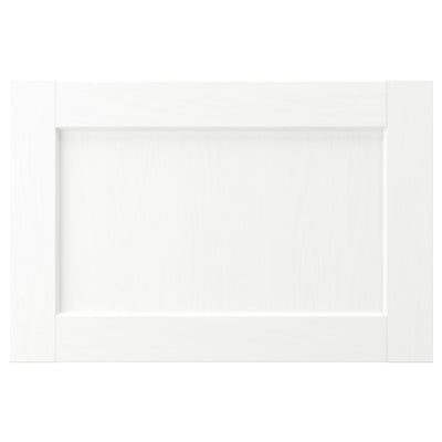 Une armoire ENKÖPING blanche au design moderne, dotée d’une finition en aluminium lisse, durable et résistante aux taches.