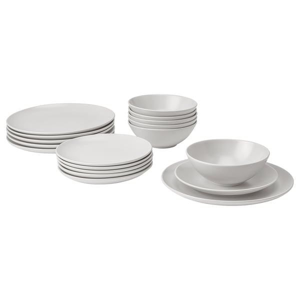 Service en grès blanc FÄRGKLAR, simple, rond, design mat.