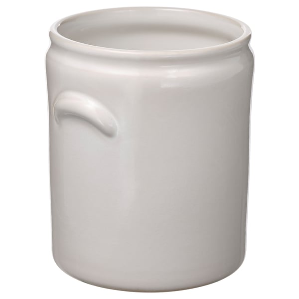 Vase blanc FALLENHET, style rustique, matériau en grès, forme cylindrique, design simple.