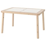 Table pour enfants FLISAT, en bois, beige clair, design rectangulaire simple, quatre pieds robustes.