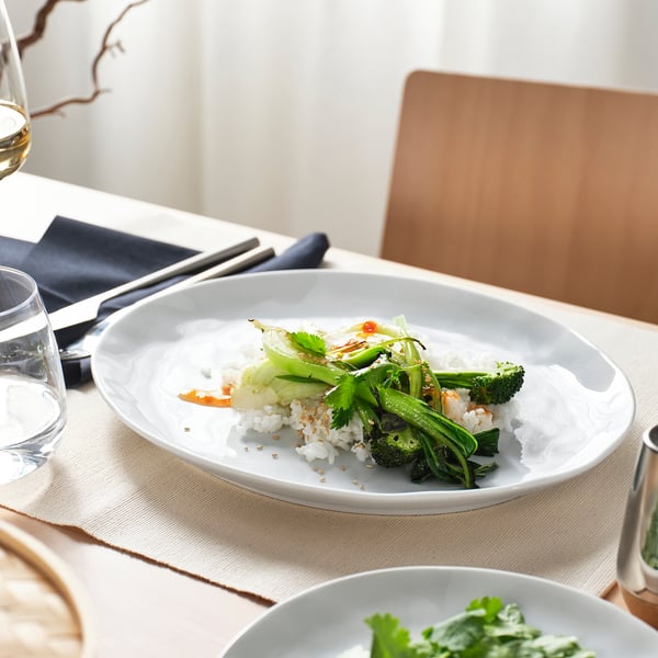 FORELLTETRA Assiette, blanc, 29x25 cm