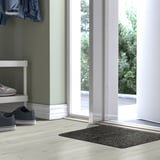 Paillasson FRIKTION gris près porte vitrée, à carreaux, polyester.