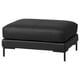 Option : Pouf en cuir noir au design moderne, pieds en métal robustes, forme carrée, rembourrage confortable.