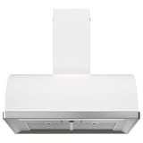 Hotte de cuisine blanche, design moderne arrondi, lumières led.