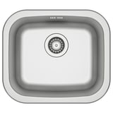 Évier en acier inoxydable, couche insonorisante, lavabo unique, finition chromée brillante.