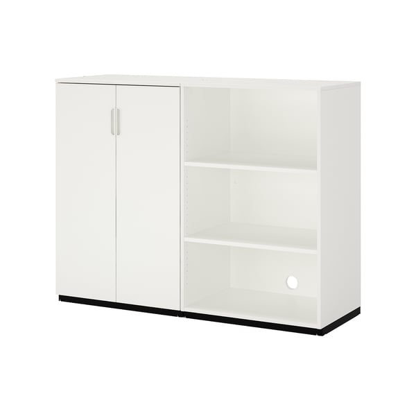 Armoire de bureau blanche GALANT : combo rangement ouvert et fermé, étagères réglables, pieds stables, portes silencieuses, garantie 10 ans.