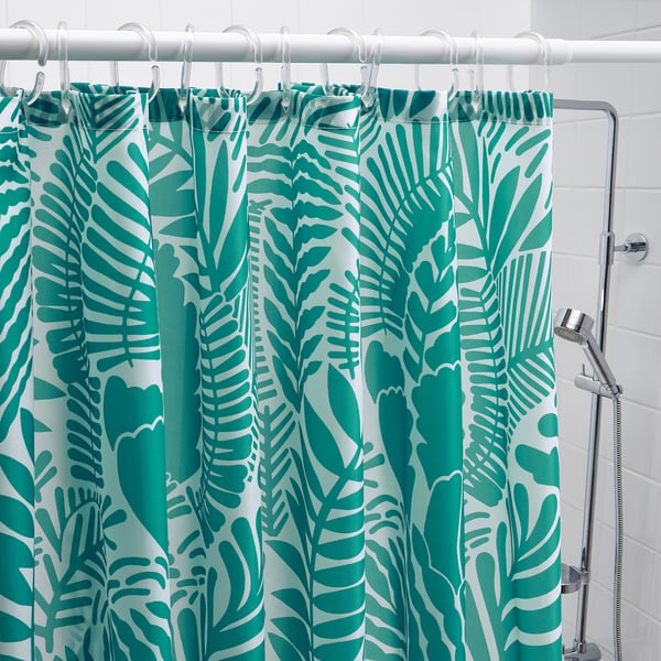Gatkamomill Rideau De Douche Turquoise Blanc 180x200 Cm Ikea