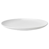 Plaque ronde en céramique blanche à bord lisse ; Design simple et classique.