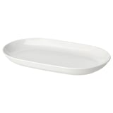 GODMIDDAG assiette ovale blanche. Design minimaliste. Bord lisse. Fabriqué en grès blanc.
