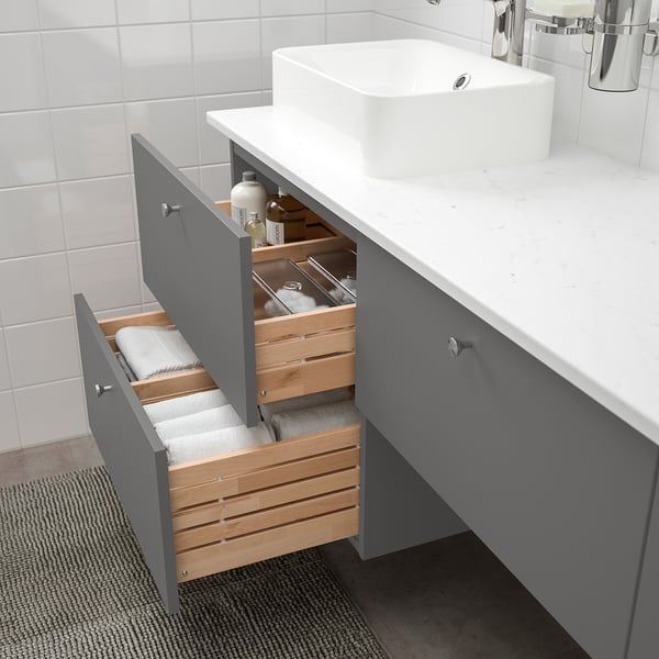 godmorgon tolken horvik mobilier salle de bain 10 pieces gillburen gris fonce marbre mitigeur lavabo brogrund ikea