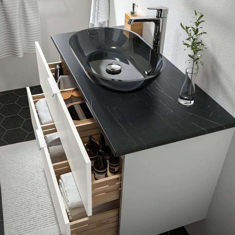 / OXMYREN Élément lavabo avec lavabo à poser, brillant