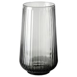Vase en verre GRADVIS, gris, de forme cylindrique avec des rainures verticales, design élégant et minimaliste.