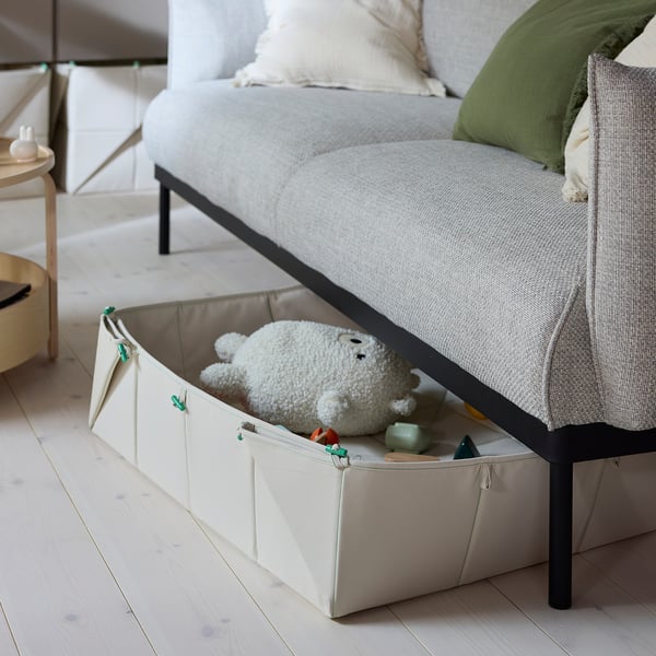 GREJSIMOJS Tapis/boîte de rangement, pliable/beige