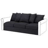 Canapé GRÖNLID gris foncé, moderne et confortable, avec des coussins moelleux, des lignes épurées et des accoudoirs roulés.