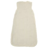 Une gigoteuse pour bébé GULDVÄVARE, beige clair, en mousseline de coton biologique douce. Il est rectangulaire avec une fermeture éclair en haut.