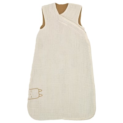 Gigoteuse pour bébé GULDVÄVARE, beige, mousseline de coton biologique, style portefeuille, avec motif petit mouton.