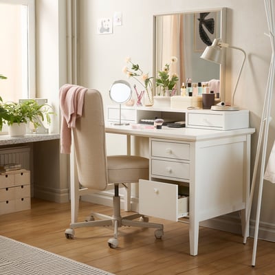 GULLABERG / BRYTNING Bureau et chaise, blanc/beige