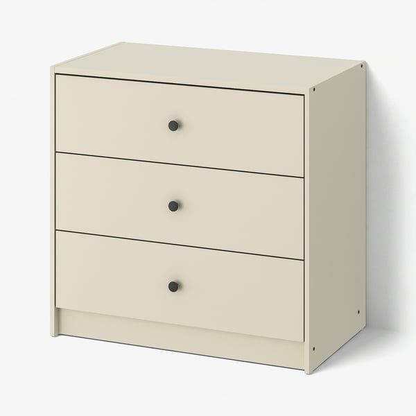 GURSKEN Commode 3 tiroirs, beige clair, 69x67 cm