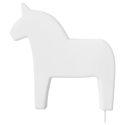 Lampe blanche en forme de cheval, design moderne, sans danger pour les enfants, plastique polycarbonate et polypropylène.