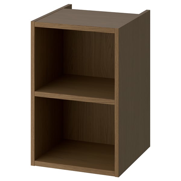 Armoire en bois HAGAÅN, marron. Forme carrée, deux étagères ouvertes.