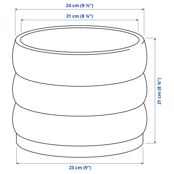 Illustration avec les mesures du produit : HASSELBUKETT.