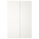 Portes d’armoire coulissantes blanches HASVIK. Ces portes rectangulaires mates avec des cadres en plastique et des rails en aluminium offrent un look épuré et moderne.