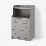 HAUGA Commode 3 tiroirs avec tablette, gris, 70x46x116 cm